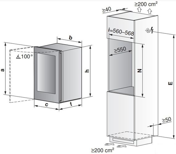 Встраиваемый винный шкаф V-ZUG WineCooler V4000 90 WC4T-51102 L черное стекло