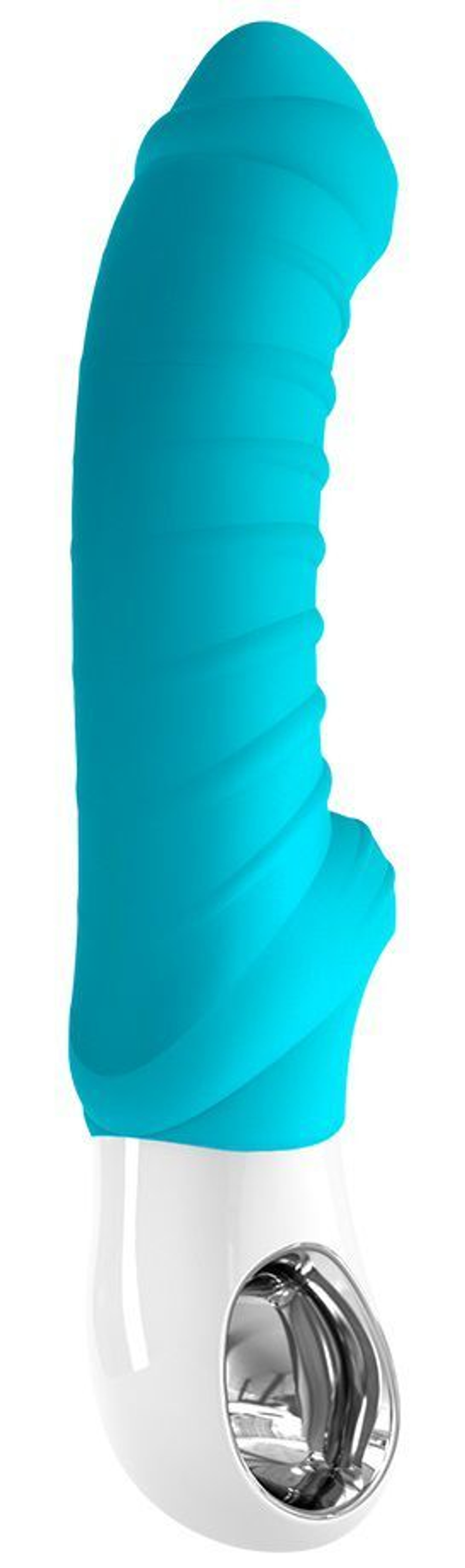 Бирюзовый вибратор с рёбрышками Tiger - 22,3 см. (Цвет: бирюзовый)
