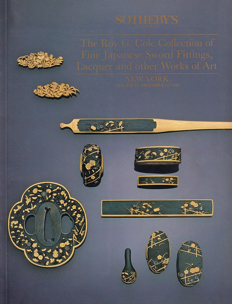 Каталог аукциона Sotheby's, Нью-Йорк, Коллекция Роя Г. Коула японских мечей, рукоятей, лакированных произведений декоративного искусства, японского искусства от 13 декабря 1990 года