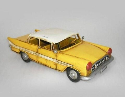 Декоративная ретро модель, автомобиль такси YELLOW CHECKER NEW YORK TAXI 1980 г.