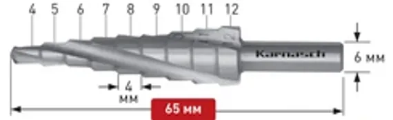 Ступенчатое сверло Ø 4-12 мм, Karnasch, арт. 20.1447