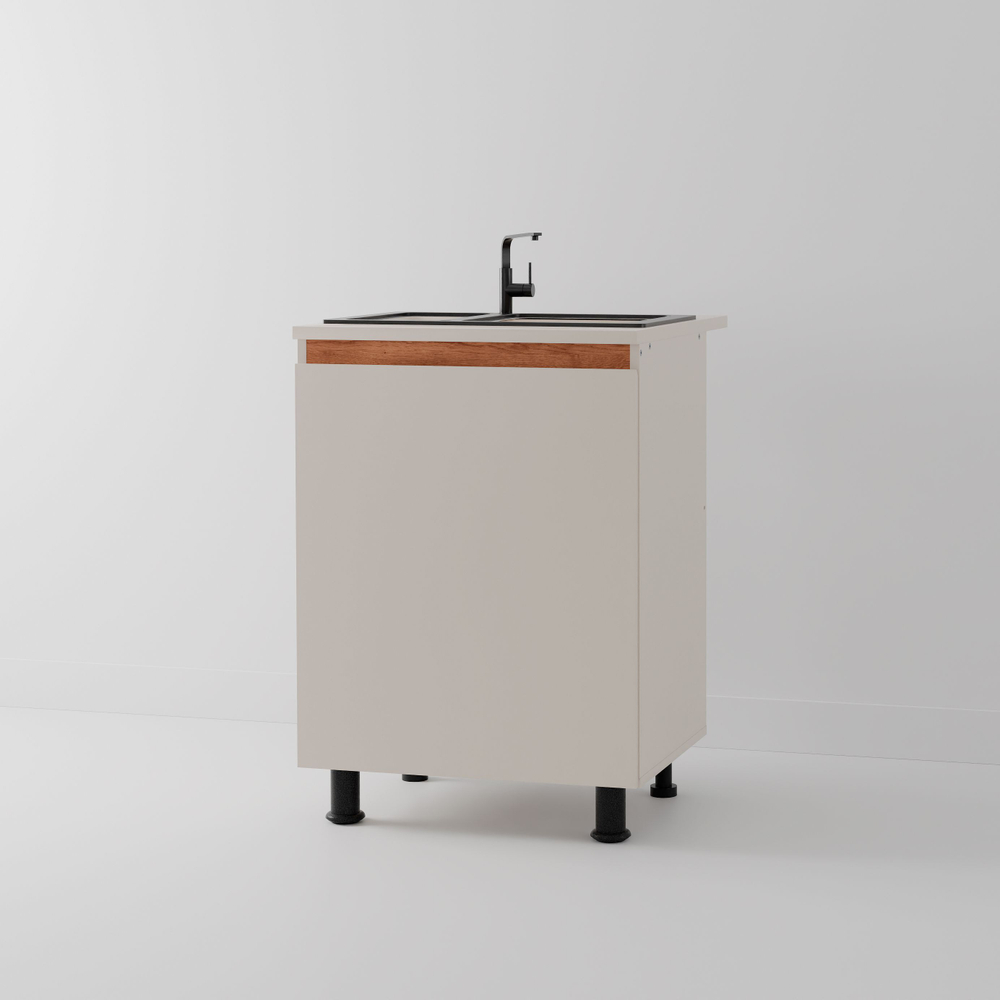 Кухня Виго 200 см со столешницей (5 модулей) / ЛДСП персидский жемчуг, массив дуба