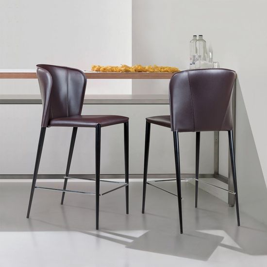 Стул полубарный Albert, кожа коричневый