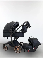 Коляска-трансформер Luxmom 608 3в1 черный эко-кожа