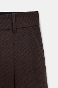 ZARA БРЮКИ MINIMAL WIDE LEG — ZW COLLECTION, КОРИЧНЕВЫЙ
