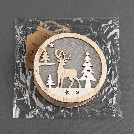 Ёлочная игрушка Олень в лесу 11*3 см., батарейки АААх2, свечение тёплое белое, Luazon Lighting (4364319)