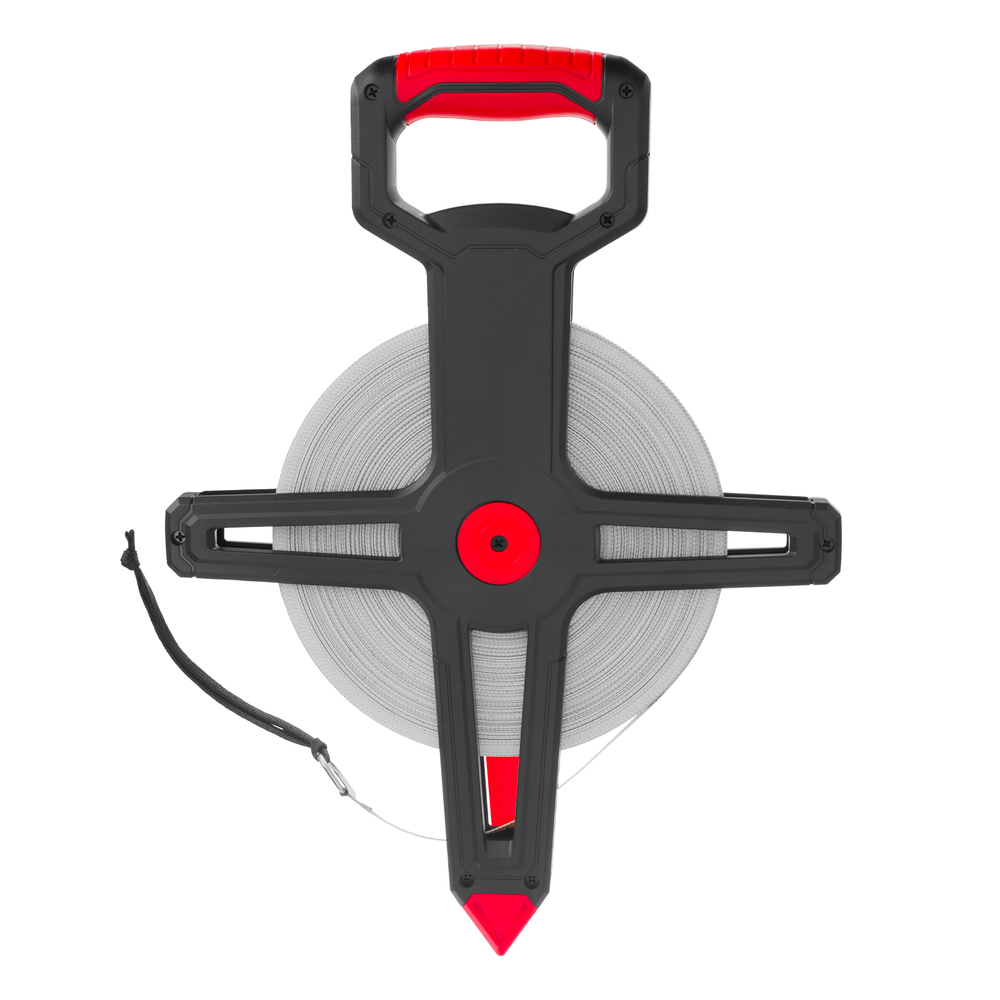 Рулетка геодезическая 100 м х 12,5 мм, открытый корпус, фиберглассовая лента Matrix