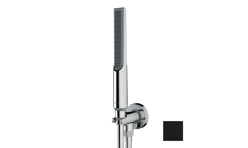 Bossini Apice душ ручной Ø31x241 мм, шланговое подсоединение со встроенным держателем, шланг Cromolux 1500 мм, цвет чёрный матовый
