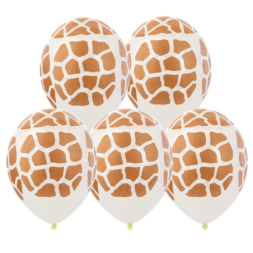 Шар латексный 35см Пятна Жираф (Белый, Коричневый)