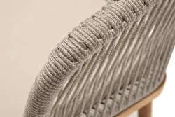 "Марсель" стул плетеный из роупа, основание дуб, роуп серый меланж круглый, ткань бежевая 052