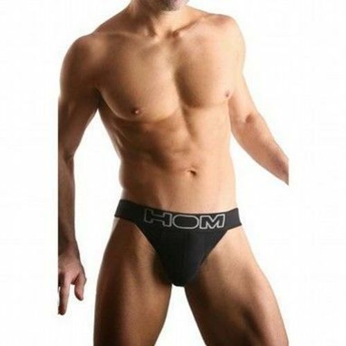Мужские трусы танга черные с черной резинкой HOM Night Therapy Tanga Brief Black