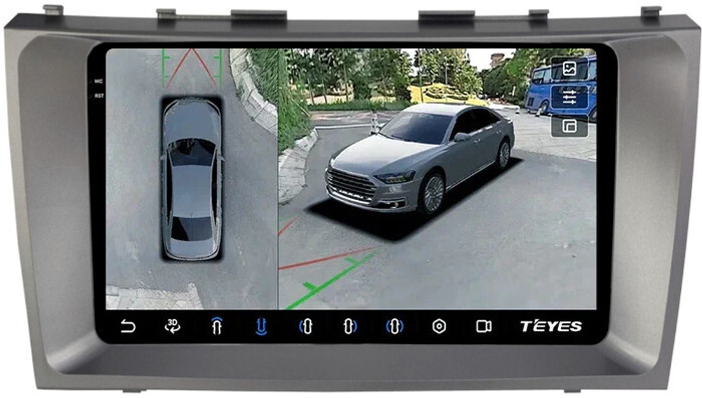 Магнитола для Toyota Camry 40 2006-2011 - Teyes CC3-2K-360 на Android 10, 2K QLED, 6Гб+128Гб, CarPlay, 4G SIM-слот, 4 камеры в комплекте