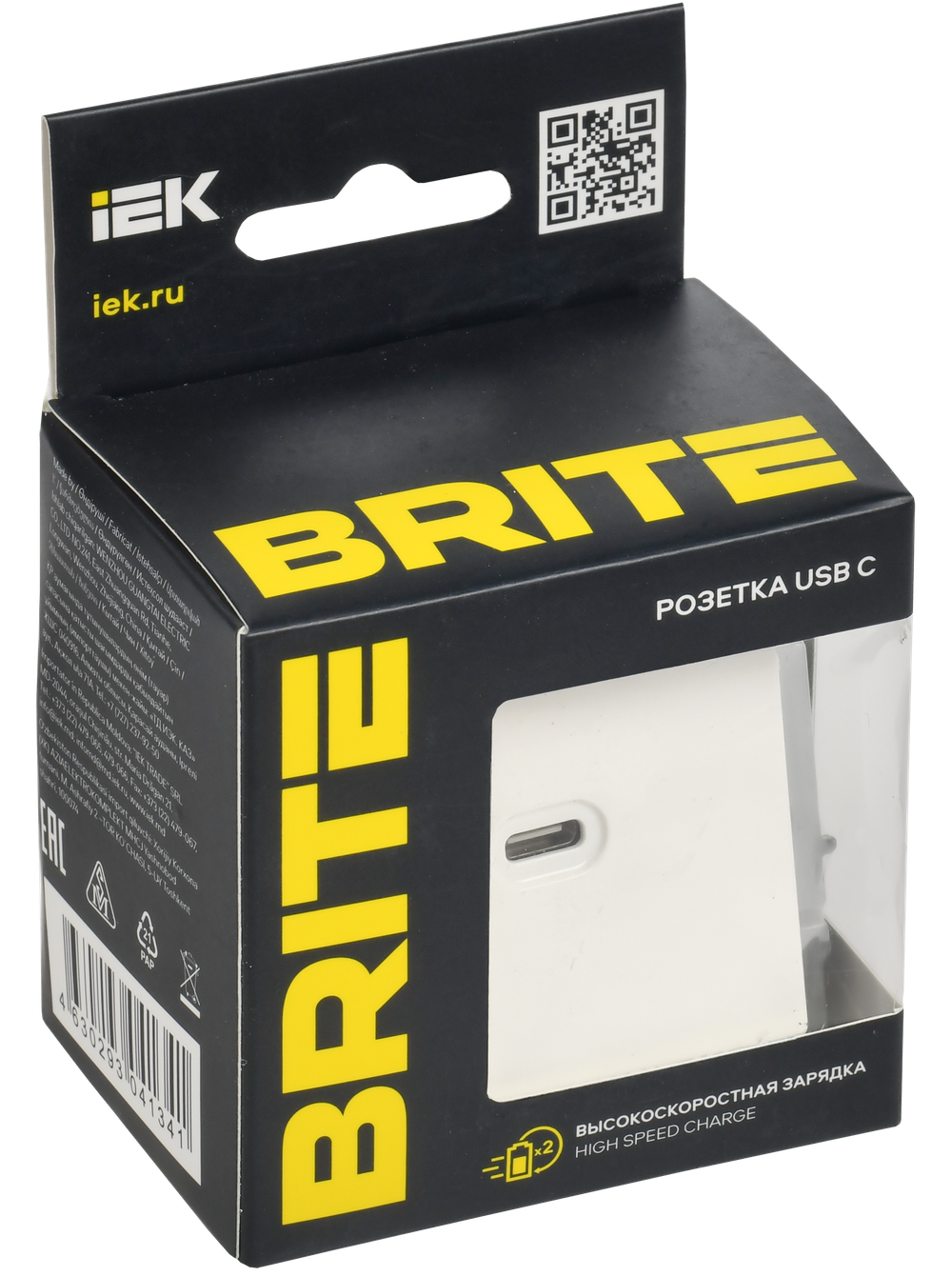 BRITE Розетка USB C 65Вт высокоскоростная зарядка РЮ12-1-БрАБ арктический белый IEK