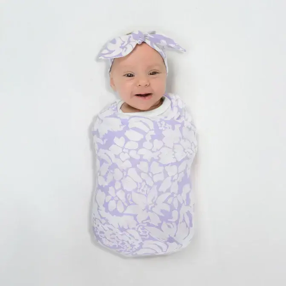 SwaddleDesigns Набор пеленок SwaddleDuo - Lavender Mod Circles + Lush Botanical Lavender