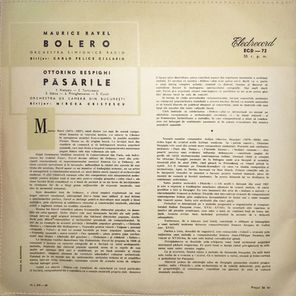 Ravel, Respighi / Bolero - Pasarile (10" Vinyl LP)