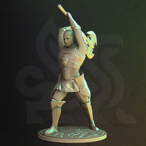 Человек Воин Паладин Варвар Файтер Рыцарь миниатюра для dnd, днд, pathfinder, фентези, Настольная игра, НРИ, Варгейм, РПГ