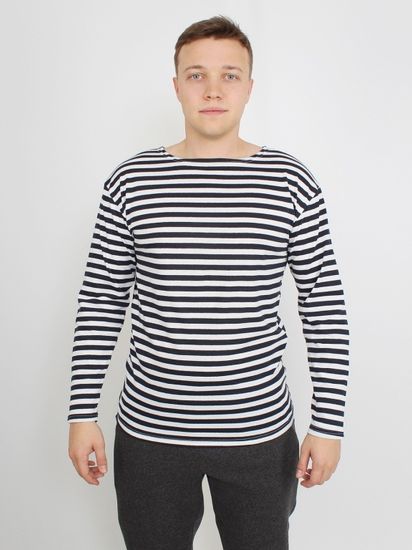 [М] Тельняшка-фуфайка х\б кулирка (черная полоса)