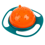 1886870 Миска детская «Тарелка-неваляшка», цвет зелёный/оранжевый с крышкой