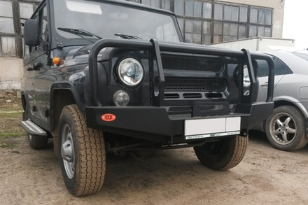 Передний силовой бампер OJ. УАЗ Хантер (пружины впереди)