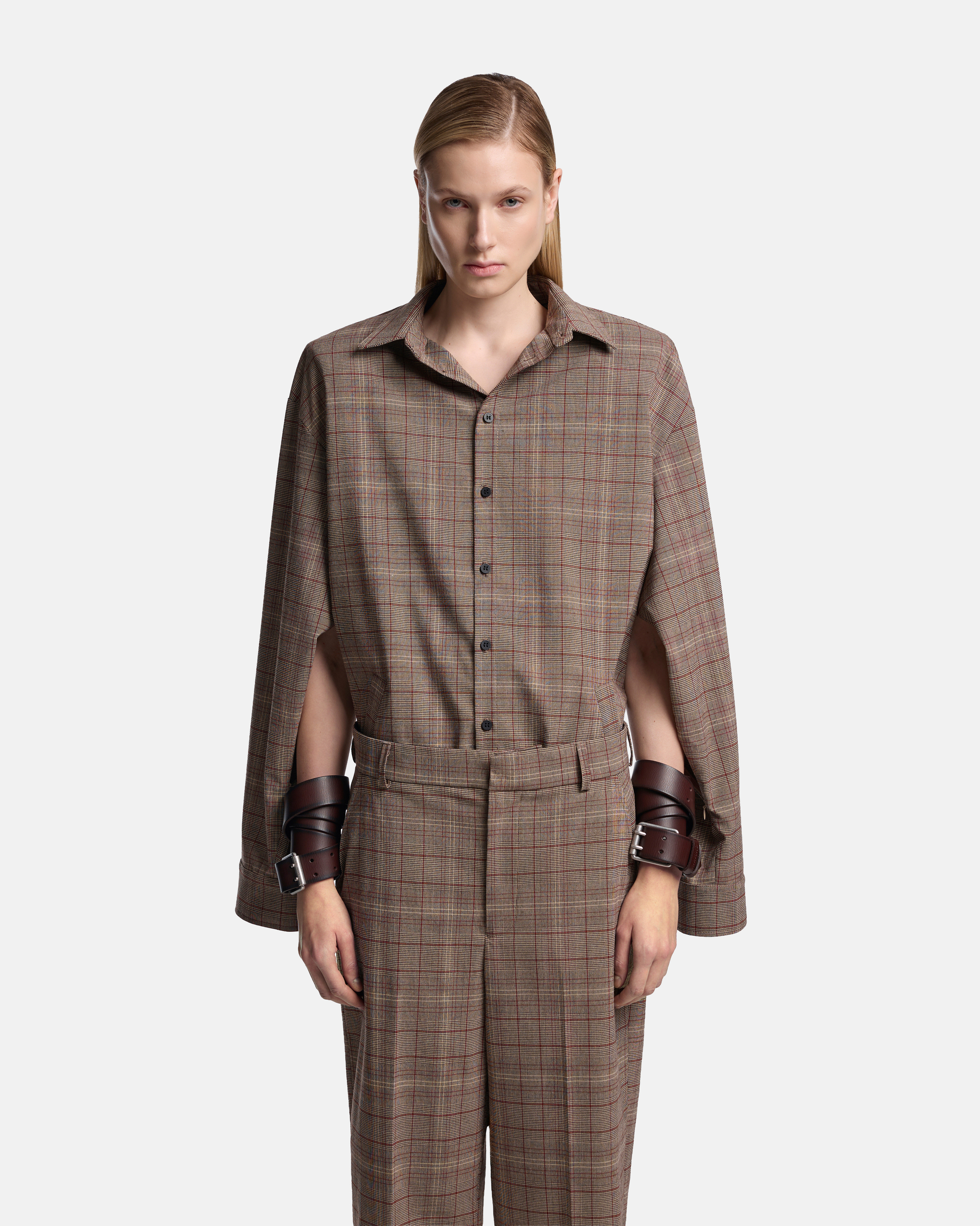 РУБАШКА-КЕЙП ИЗ КОСТЮМНОЙ ТКАНИ