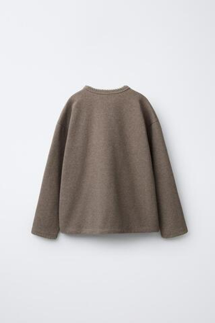 ZARA ФУТБОЛКА SOFT TOUCH С КОНТРАСТНОЙ СТРОЧКОЙ, РЫЖЕВАТО-КОРИЧНЕВЫЙ