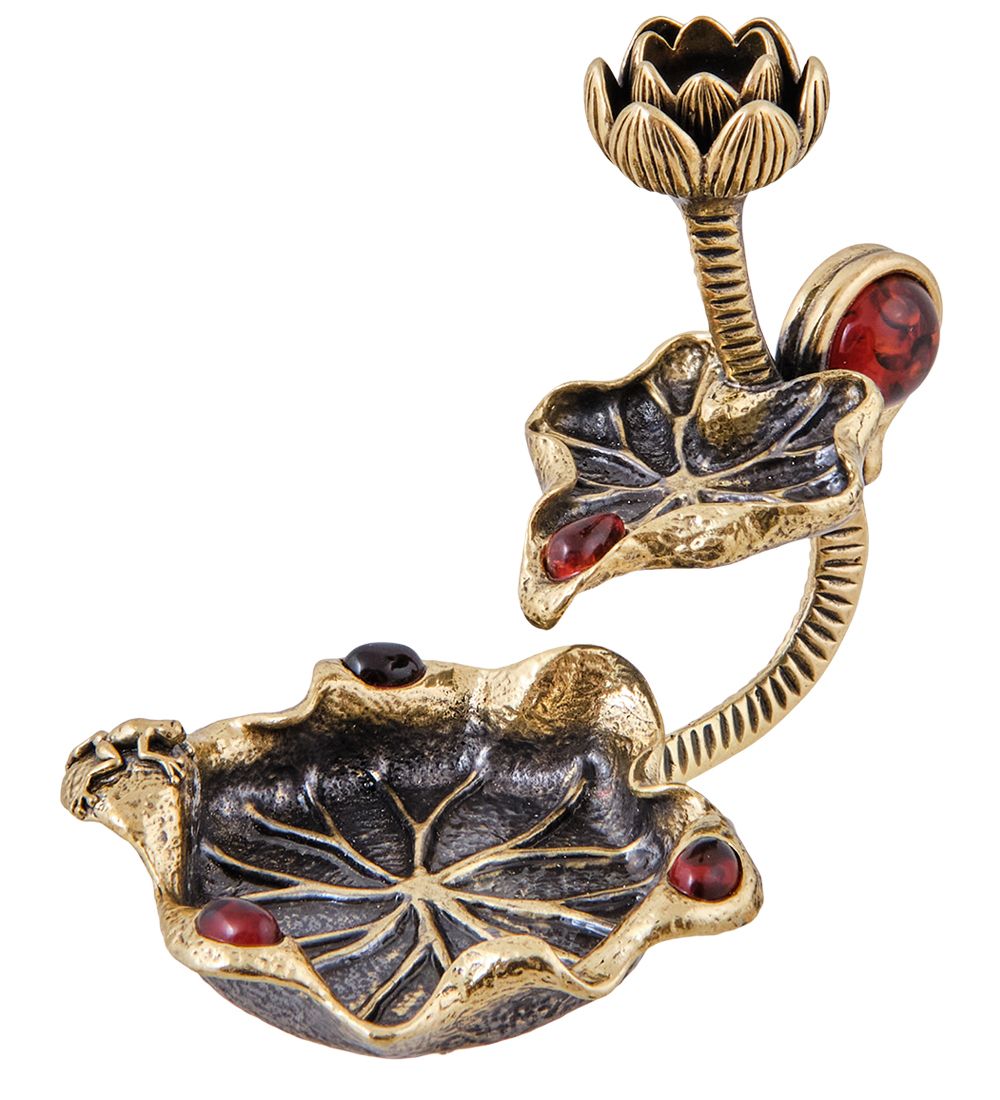 Народные промыслы AM-3926 Подсвечник «Лотос» (латунь, янтарь)