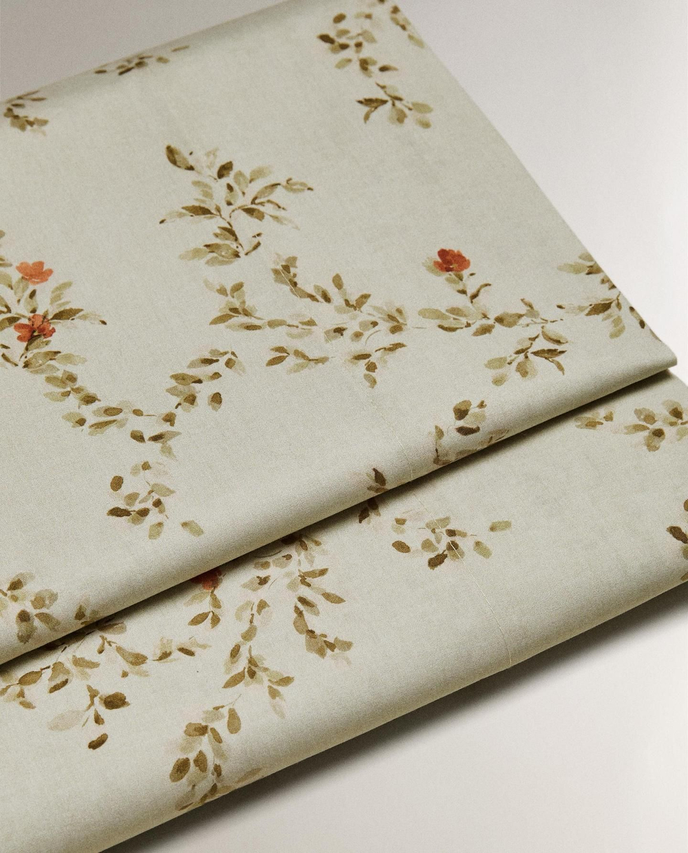 Zara Home - Простыня с принтом в виде листьев, зеленый, 290x280 см