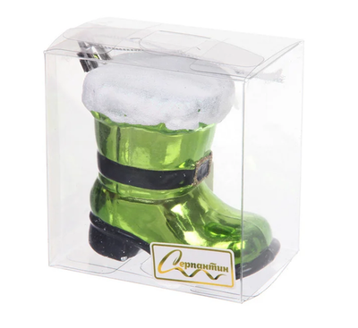 Елочная игрушка "Новогодний сапог" 8*5*8,5 см, Салатовый (Серпантин)