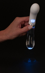 Двусторонний вибратор G-Spot LED - 18 см. (Цвет: белый)