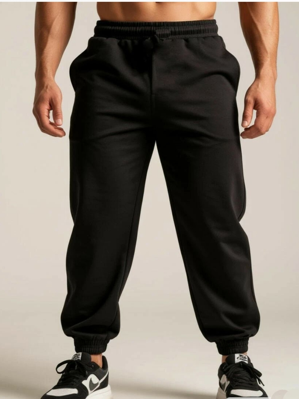 30533 Брюки-джоггеры футер 2-х нитка черный (56-164)