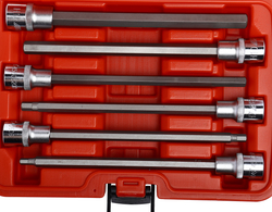 Набор головок торцевых и насадок 1/2" 6-ти гранных H5-H12 удлиненные 6 предметов в кейсе JTC