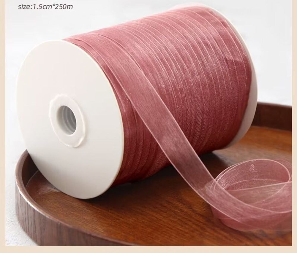 Лента Органза, (1,5см*250м), Розовое-Дерево