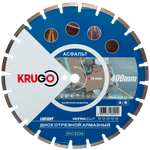 Диск алмазный для асфальта KRUGO 400x25,4x40x3,2x10/17mm, лазерная наплавка, LAB16HY