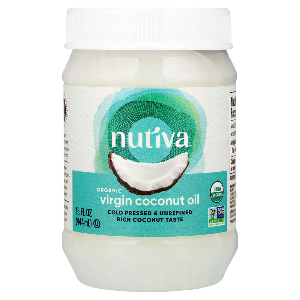 Nutiva, органическое кокосовое масло, первого отжима, 444 мл