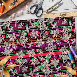 Ткань футер 2-х нитка эскизы клевера на фоне цветной мозаики