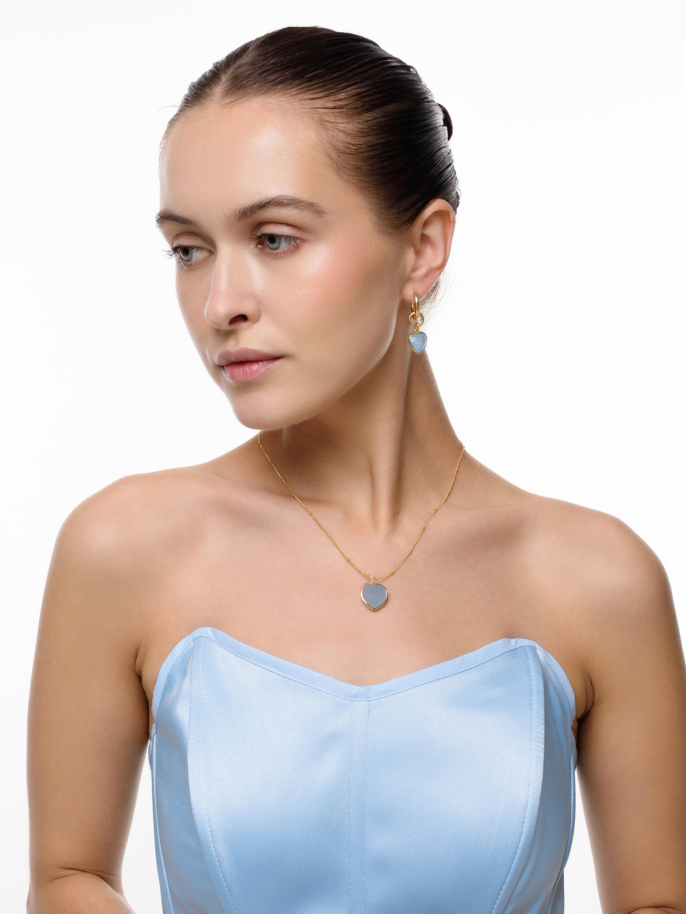 Серьги "Whale Amour" gold голубой агат