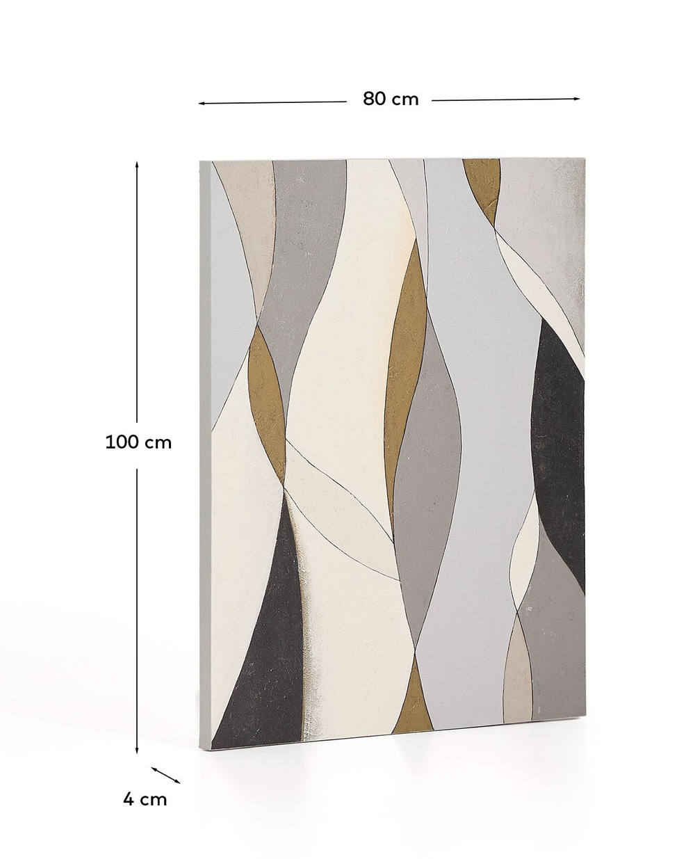 Абстрактный холст Marvilo серо-горчичного цвета 80 x 100 см