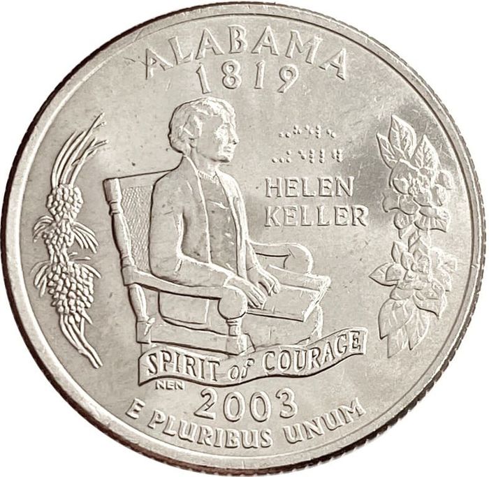 25 центов (1/4 доллара, квотер) 2003 США «Штат Алабама» (D)