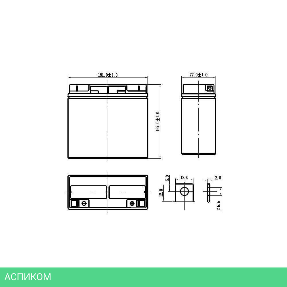 Аккумулятор для ИБП Delta 12V/17Ah (GX 12-17)