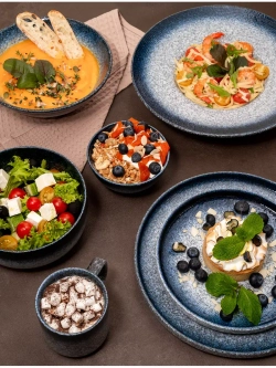 Набор 2 кружки синие с белым чашки фарфор 275 мл