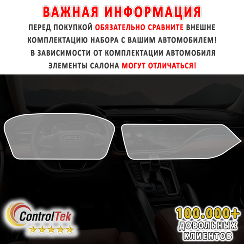 Geely Atlas Pro (2021) - комплект защитных матовых пленок 2 в 1. Пленка защитная ControlTek HYBRID со слоем TOP COAT. Толщина: 6 mil. (175 мкм.)