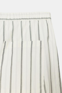 ZARA БРЮКИ В ПИЖАМНОМ СТИЛЕ В ПОЛОСКУ, ЭКРЮ/СИНИЙ