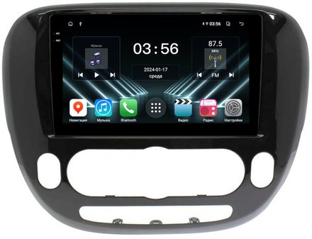 Магнитола для KIA Soul 2 2014-2019 (кондиционер, рамка глянцевая) - FarCar DX526M монитор 9.5" IPS на Android 13, 4+64Гб, CarPlay