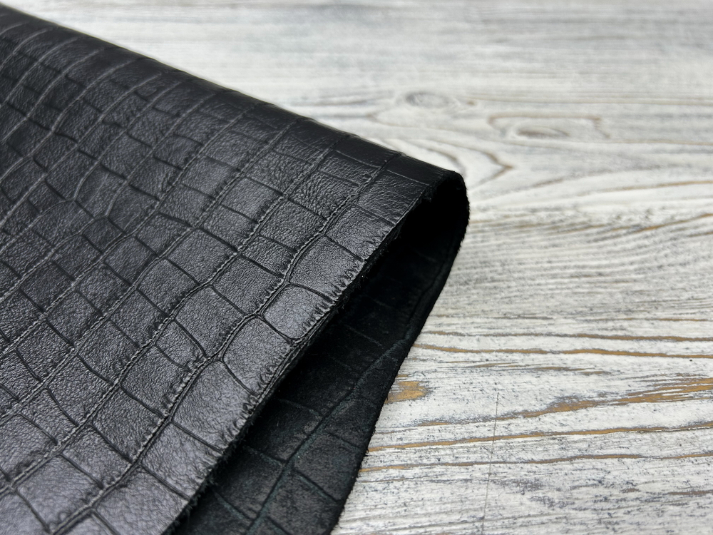 Крокодил цв. Черный / Nappa Croco Nero, толщ. 0,9-1,1 мм, натуральная кожа