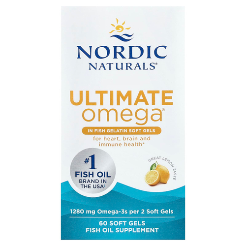 Nordic Naturals, Ultimate Omega®, со вкусом лимона, 60 капсул (640 мг в 1 капсуле)