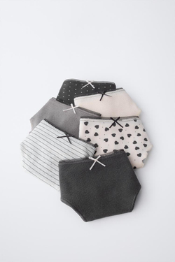 ZARA НАБОР ИЗ ШЕСТИ ТРУСОВ С ПРИНТОМ, ЧЕРНЫЙ