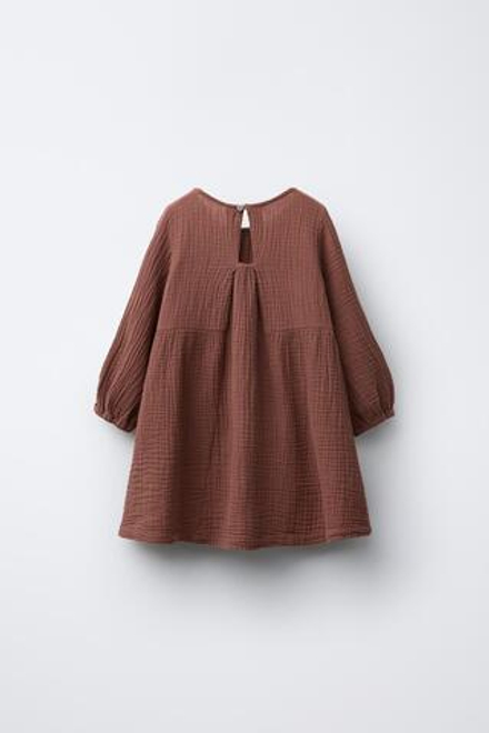 ZARA ПЛАТЬЕ ИЗ ТКАНИ «БАМБУЛА», ЧЕРЕПИЧНЫЙ
