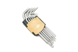 Набор ключей Г-образных TORX 5-лучевых, 9пр.(TS10, TS15, TS20, TS25, TS27, TS30, TS40, TS45, TS50 с отверстием)в пластиковом держателе RockForce##Rock FORCE RF-50913