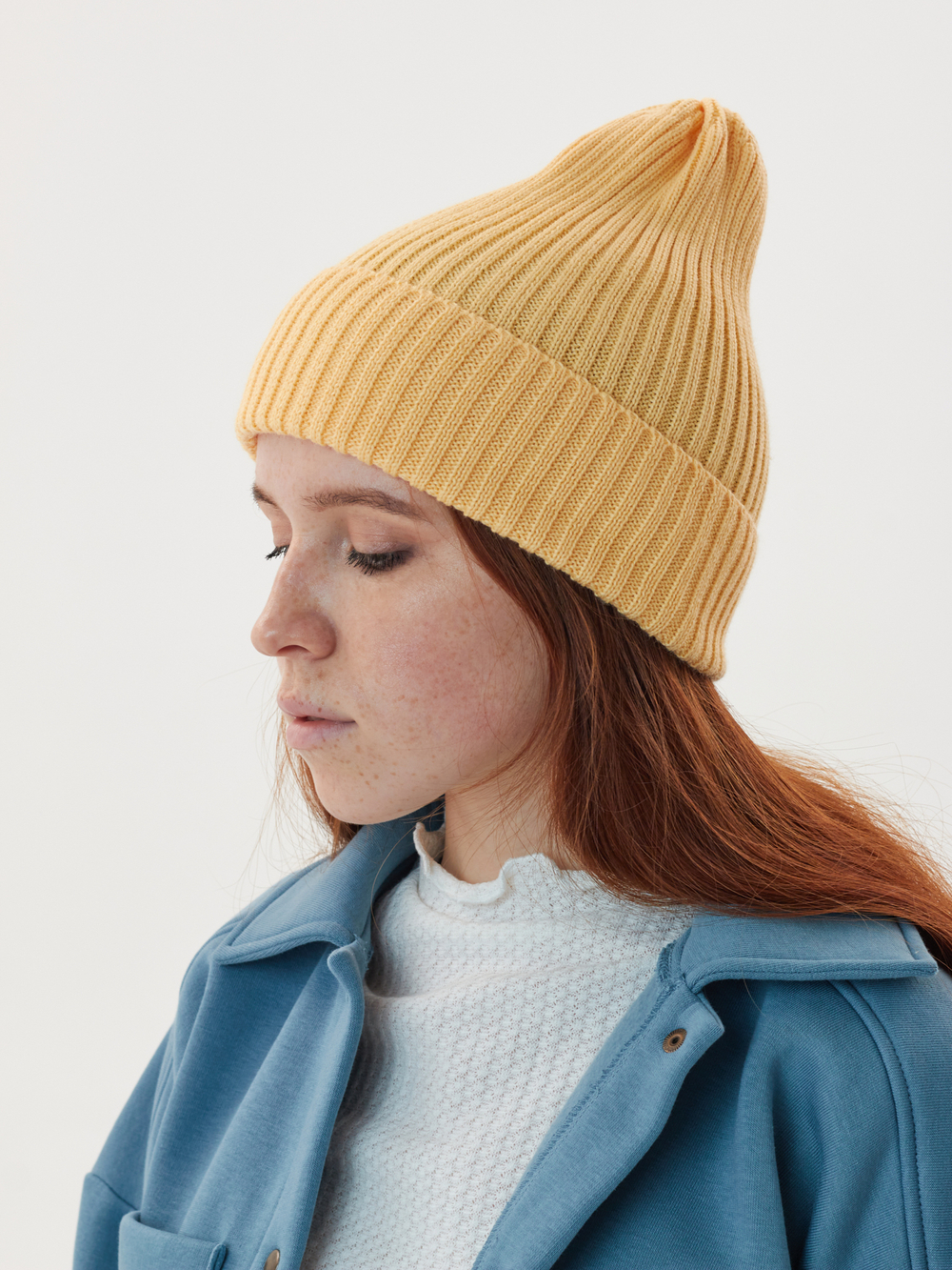 Шапка вязаная-резинка весенняя/осенняя КЭП(Шампань)