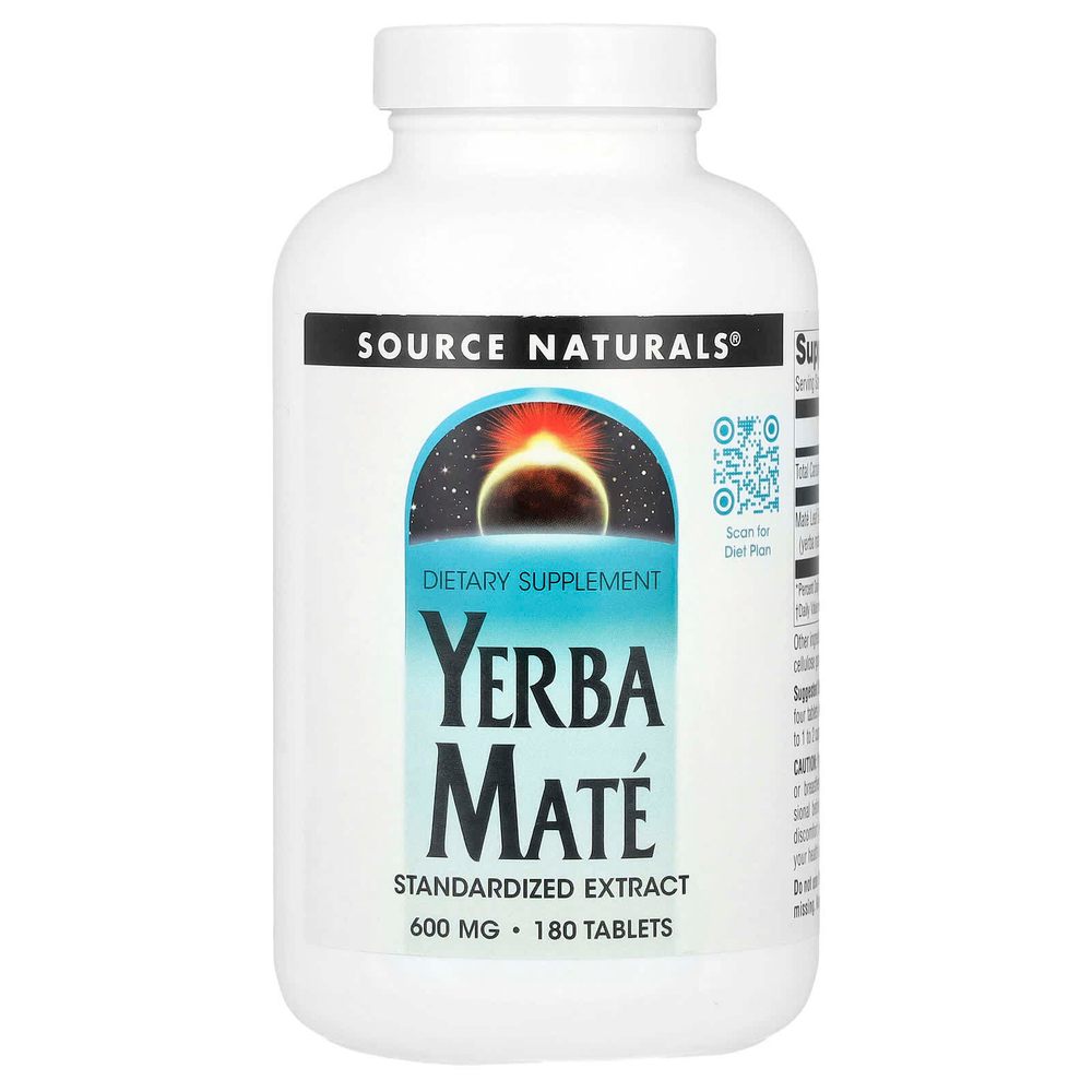 Source Naturals, Йерба мате, 600 мг, 180 таблеток